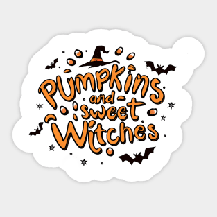 Magical Halloween Mood: Pumpkins and Sweet Witches Sticker
